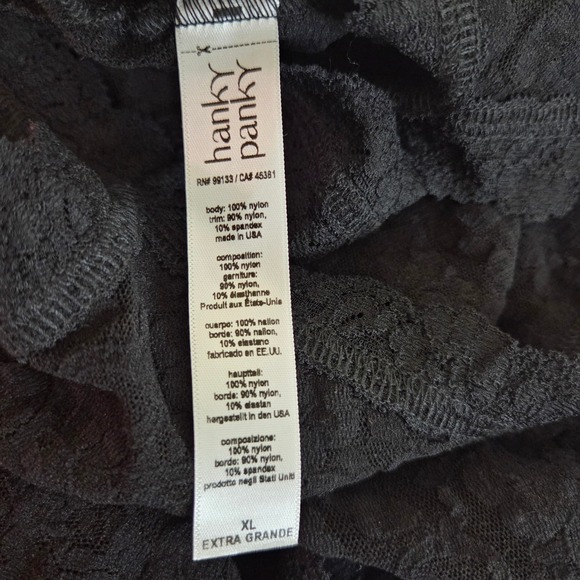 Hanky Panky Black Lace Tank Top Camisole Sheer Floral Extra Large XL - Picture 4 of 4